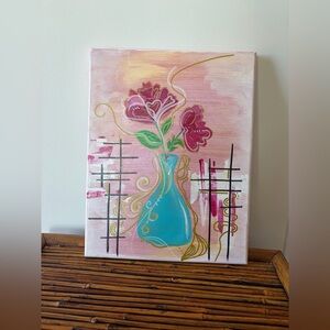 My original painting 
Floral Canvas Art with Blue Vase